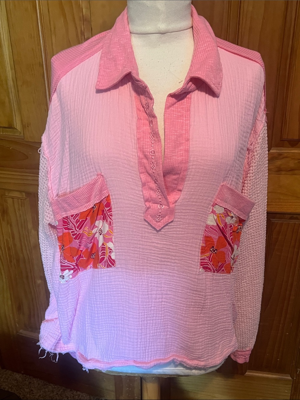 POL boho pink and floral blouse XL